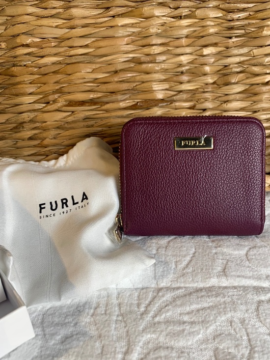 Furla Handbags - Furla-plum colored leather mini wallet NWT